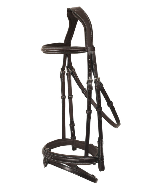 ExionPro Designer Stitched Mono Crown Piece Snaffle Bridle With Rubber Reins