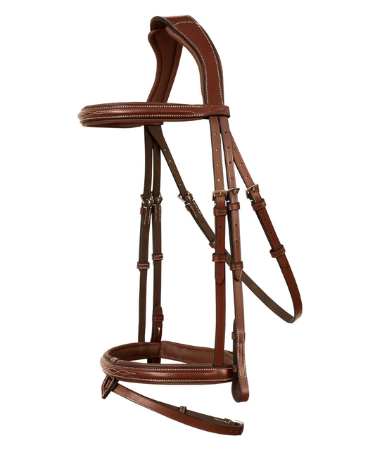 ExionPro Designer Stitched Mono Crown Piece Snaffle Bridle With Rubber Reins