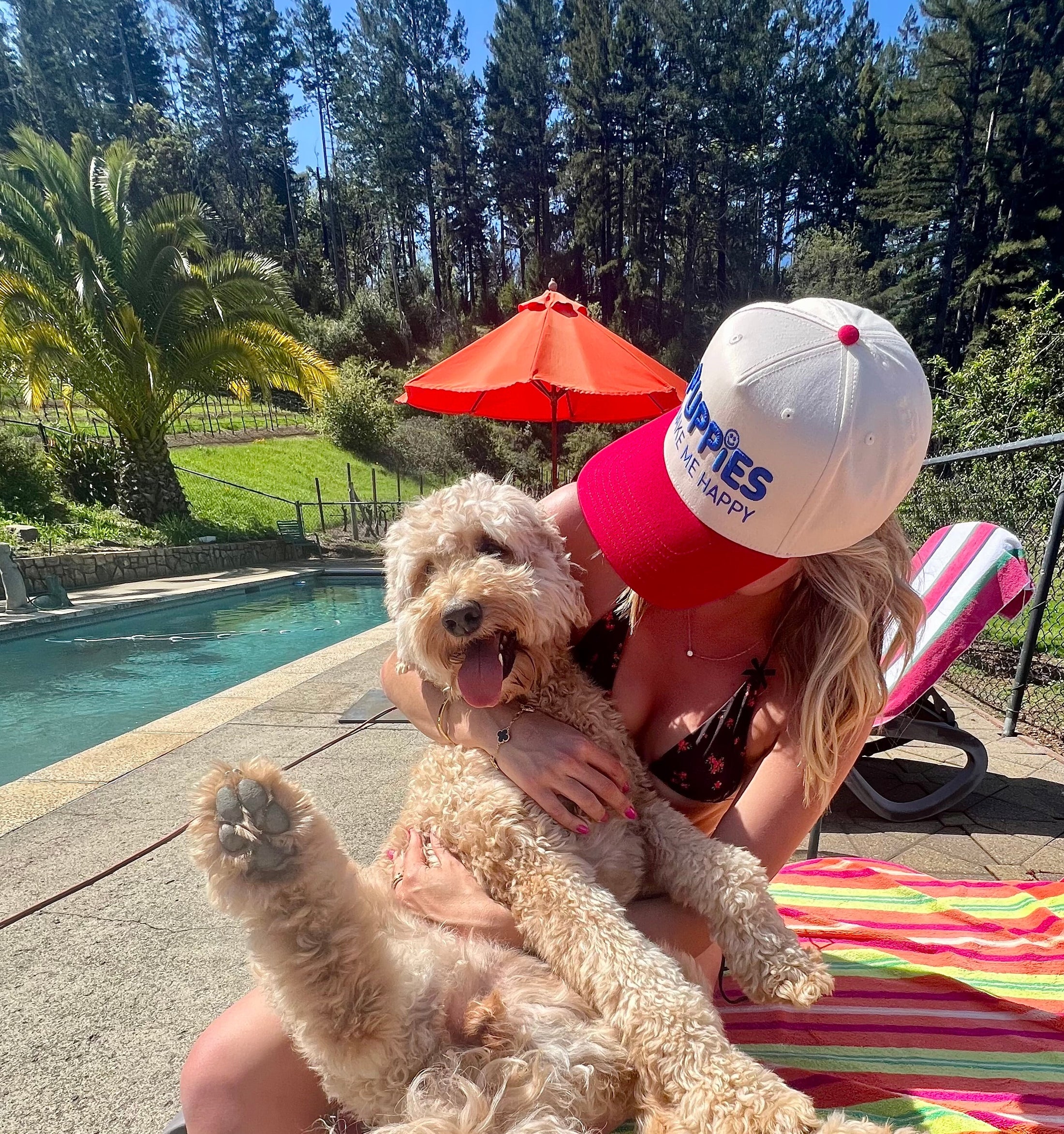Puppies Make Me Happy Red, White & Blue | 3D Puff Snapback Hat | Gift for Dog Owner