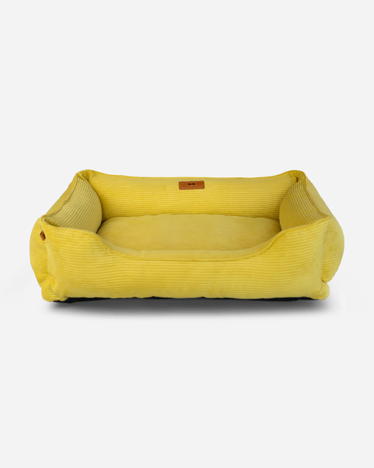 Bolster Beds Premium Chester & Lee | Fancy Corduroy Sleeper Dog Bed Sunny Yellow