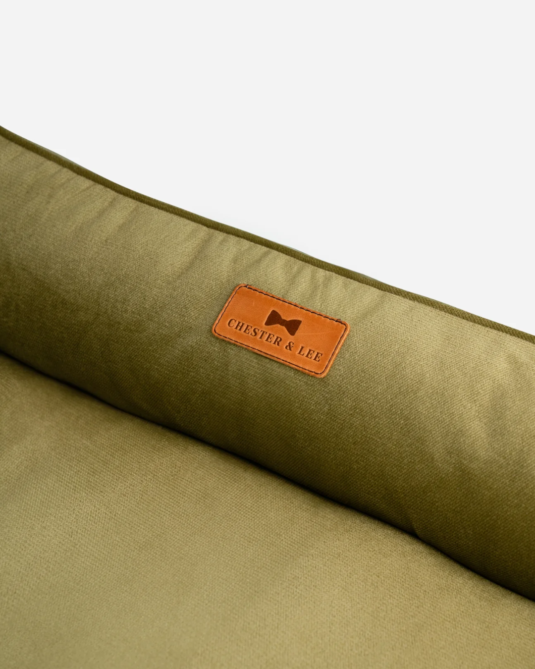 Bolster Beds Premium Chester & Lee | Vibrant Velvet Sleeper Dog Bed Olive