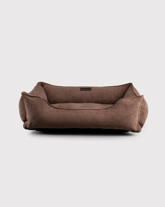 Bolster Beds Premium Chester & Lee | Fancy Corduroy Sleeper Dog Bed Brown