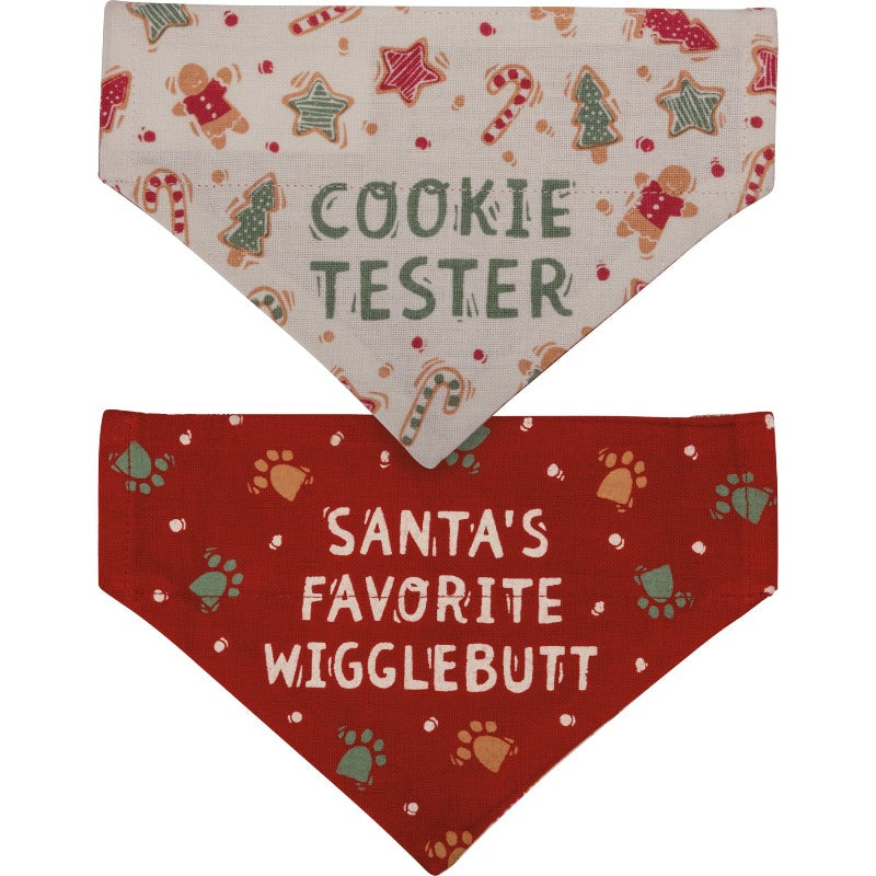 Christmas Reversible Dog Bandana "Cookie Tester" / "Wigglebutt" - Southlake Paws