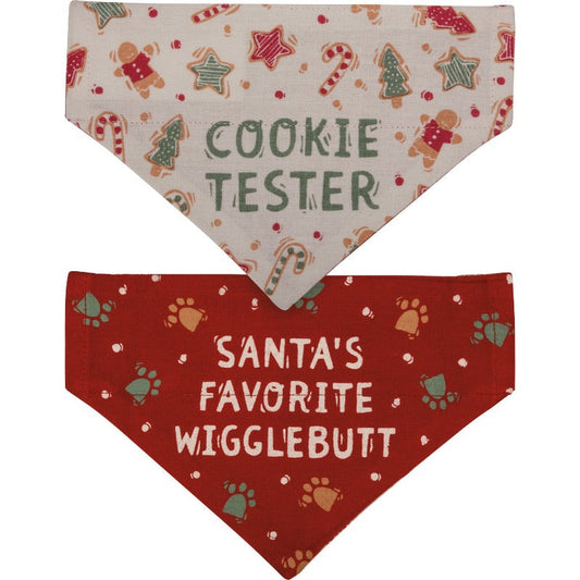 Christmas Reversible Dog Bandana "Cookie Tester" / "Wigglebutt" - Southlake Paws