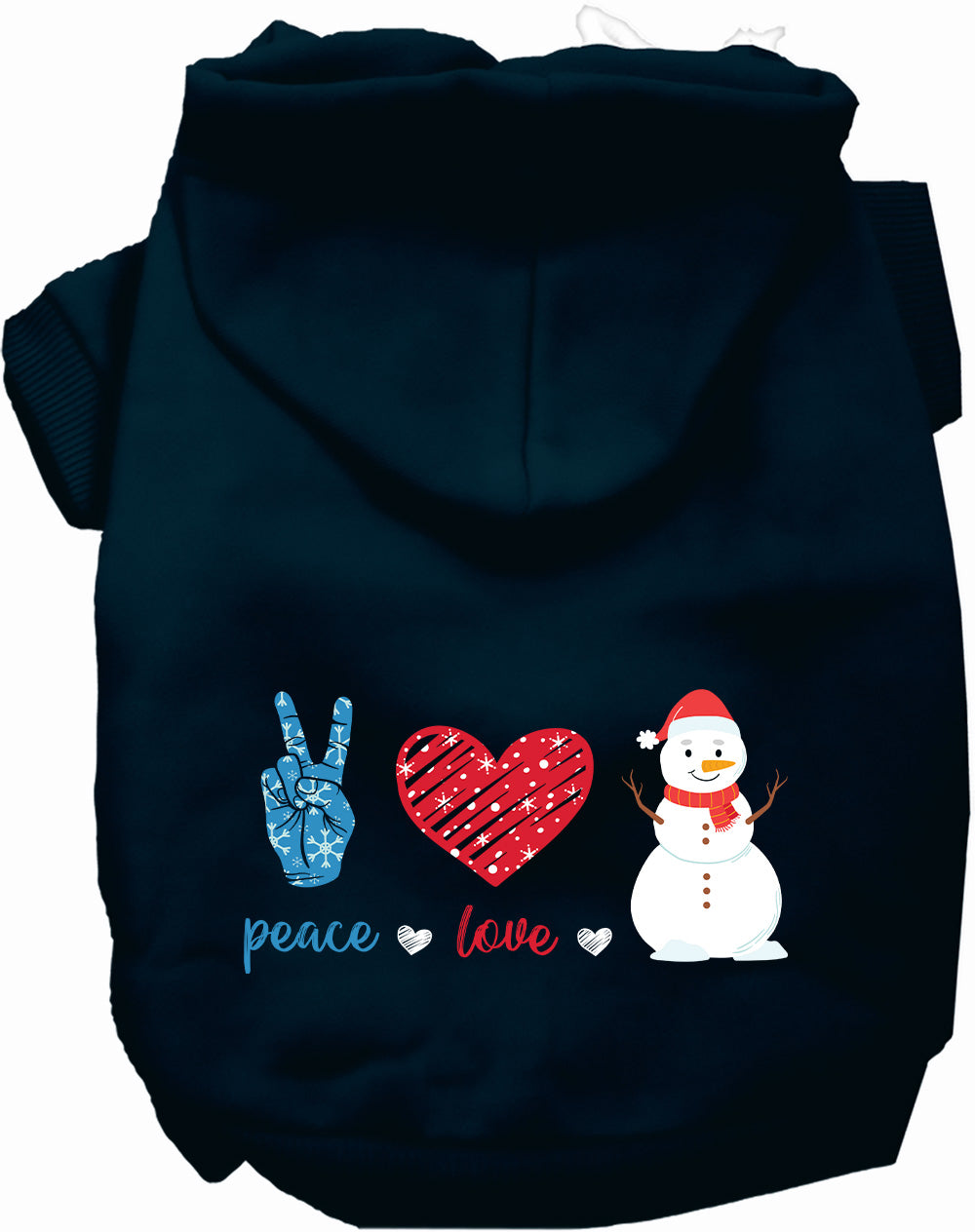 Peace, Love, and Snow Pet Hoodie