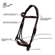 ExionPro Broad Wave Shape Designer Fancy Dressage Bridle & Web Reins