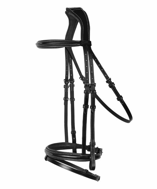 ExionPro Designer Fancy Stitched Bridle with Flash and Rubber Reins