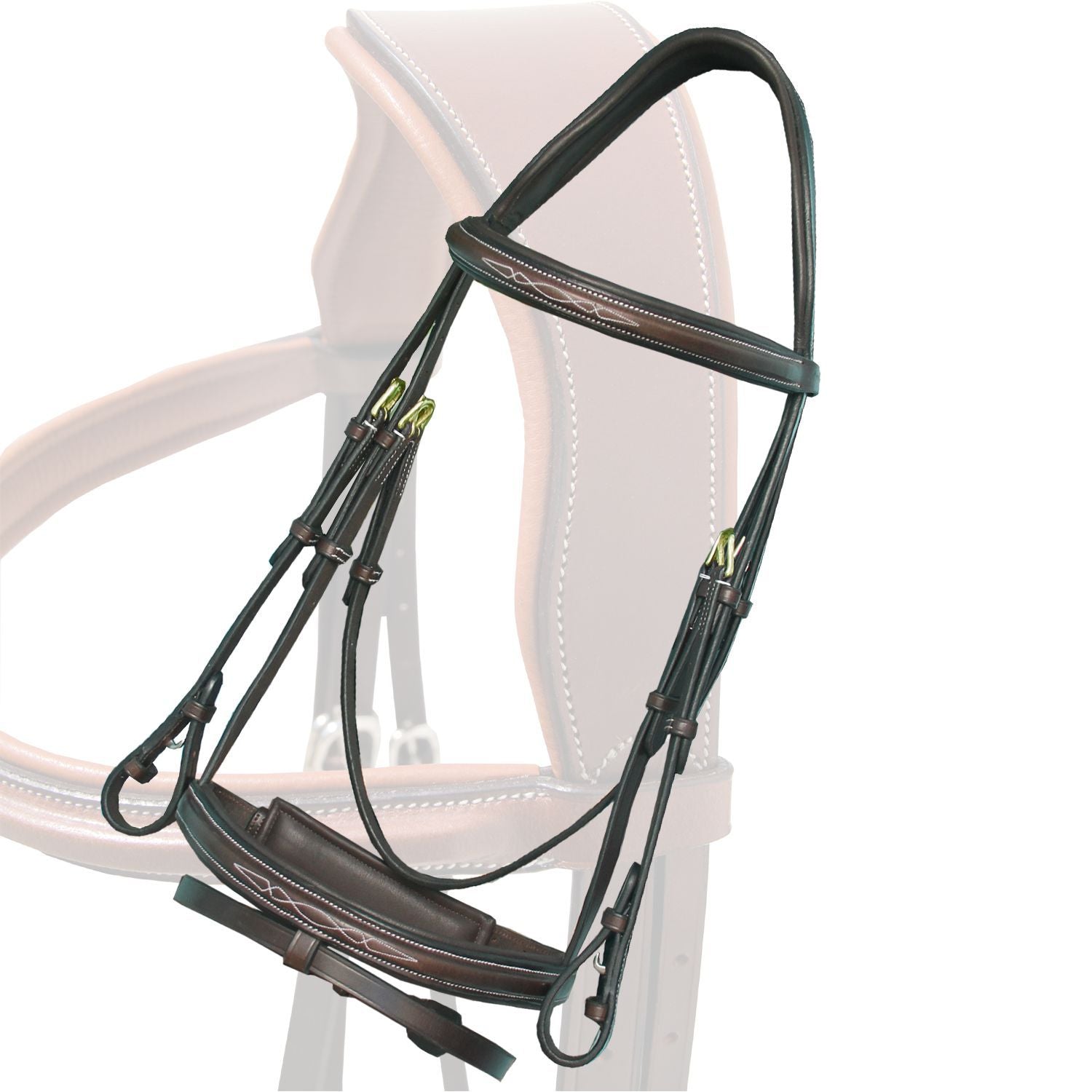 ExionPro Designer Fancy Stitched Bridle with Flash and Rubber Reins