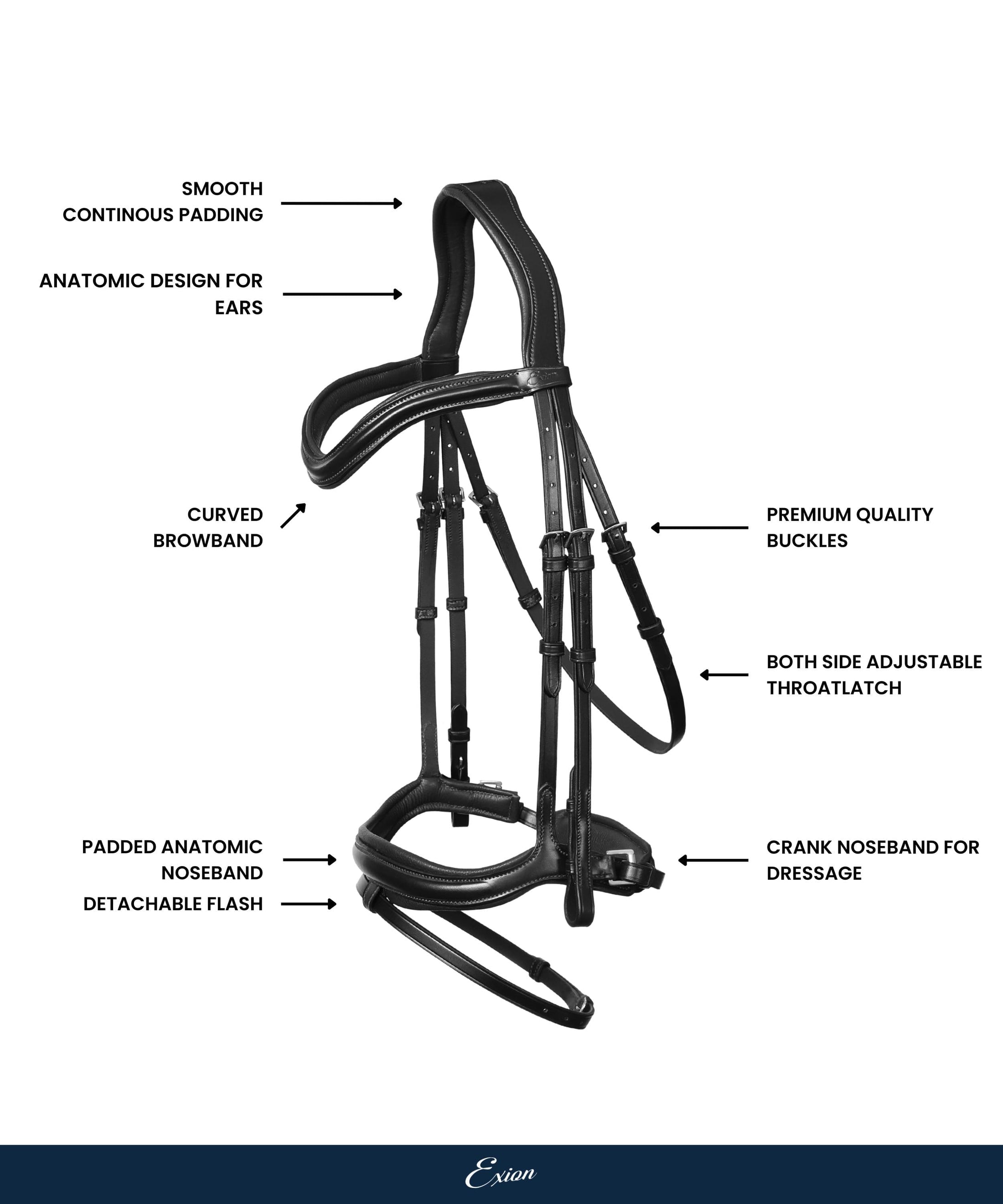 ExionPro 'Ursa' Anatomic Dressage Bridle With Reins