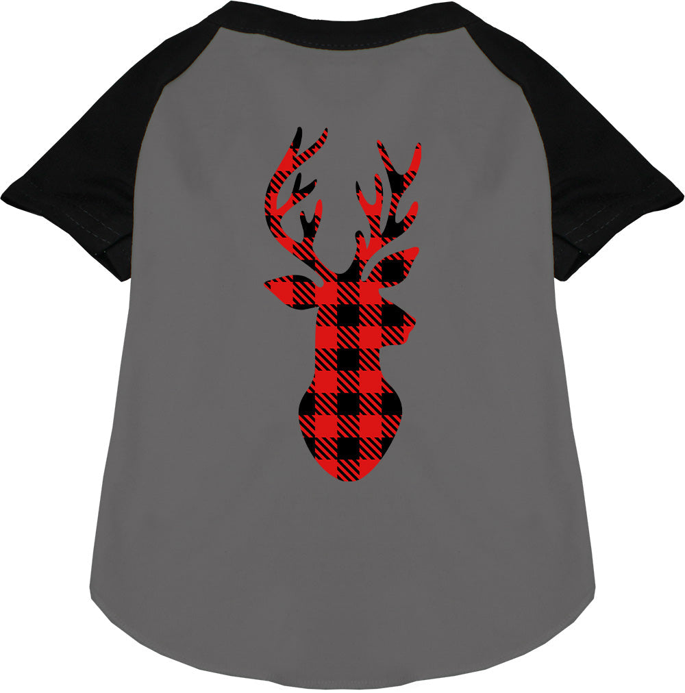 Buffalo Check Deer Pet Raglan Shirt