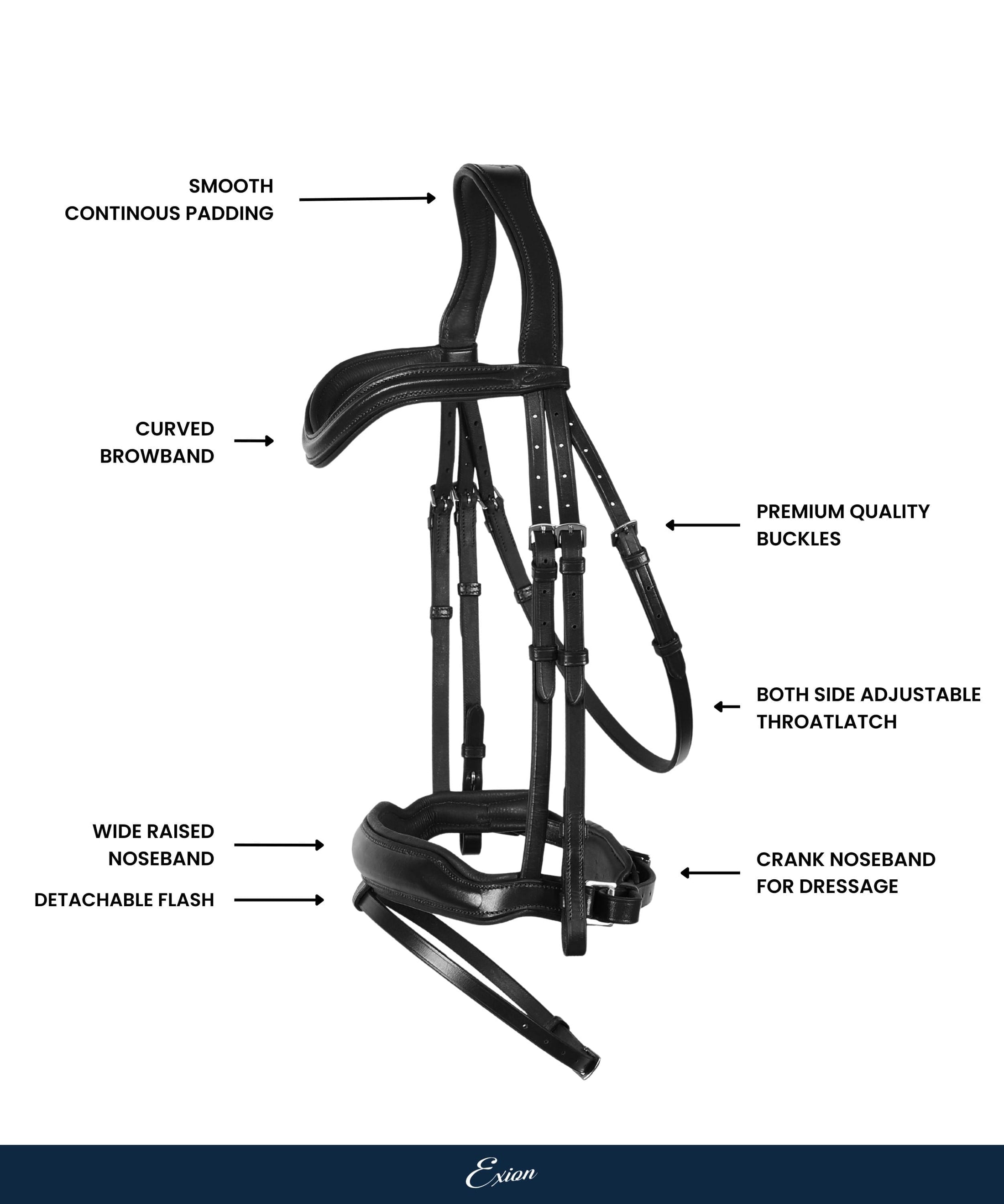 ExionPro 'Leo' Dressage Bridle with Reins