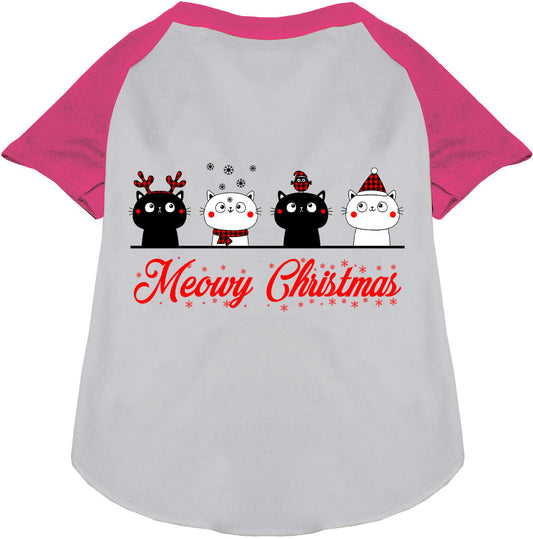Meowy Christmas Pet Raglan Shirt