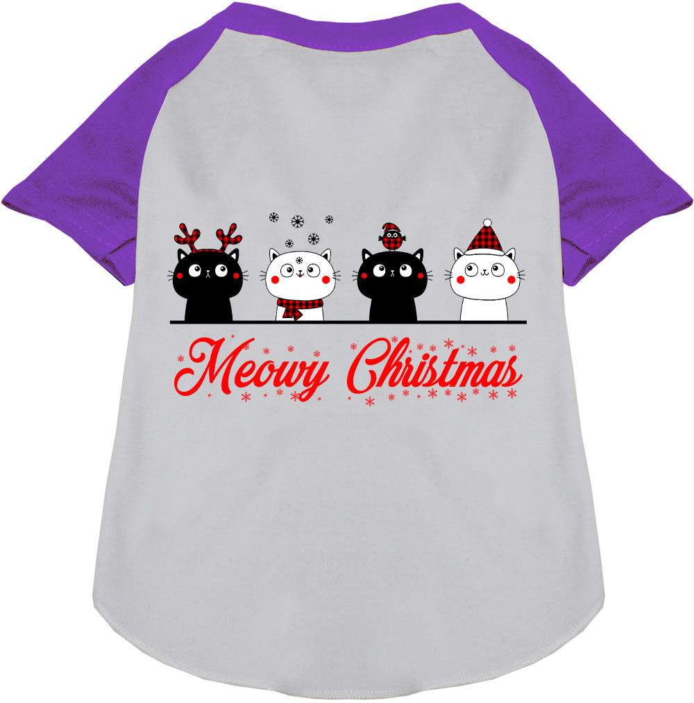Meowy Christmas Pet Raglan Shirt