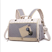 Pet Carrier Bag & Backpack – Nautical Style, Breathable Linen 