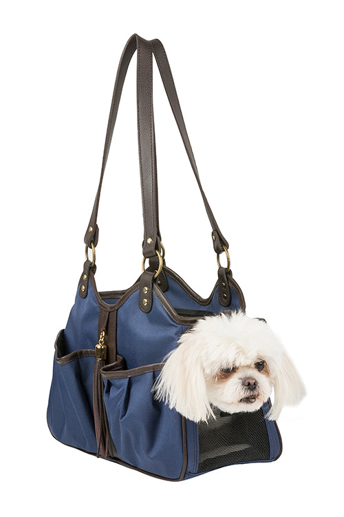 Metro Couture Navy w/Brown Leather Trim & Tassel