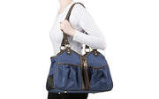 Metro Couture Navy w/Brown Leather Trim & Tassel
