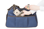 Metro Couture Navy w/Brown Leather Trim & Tassel