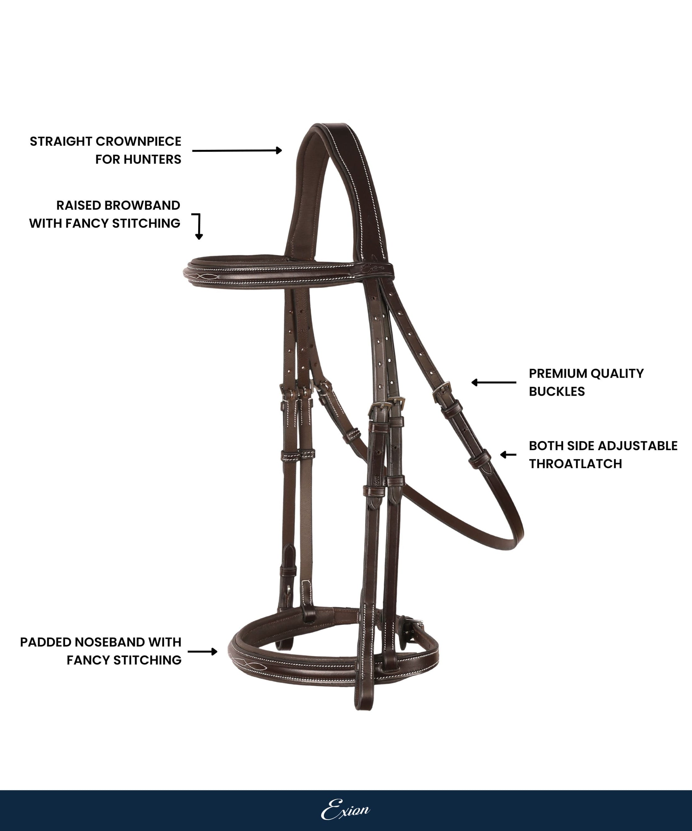 ExionPro Thin Noseband Padded Hunter Bridle with Reins