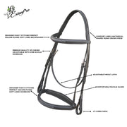 ExionPro Thin Noseband Padded Hunter Bridle with Reins