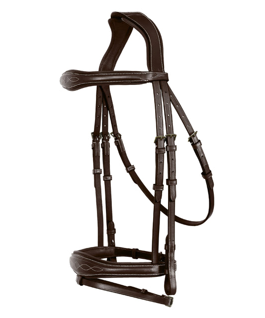 ExionPro Fancy Stitched Raised Anatomical Bridle with Rubber Reins