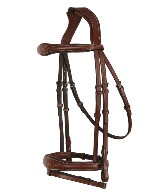 ExionPro Fancy Stitched Raised Anatomical Bridle with Rubber Reins