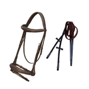 ExionPro Fancy Stitched Raised Anatomical Bridle with Rubber Reins