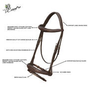 ExionPro Fancy Stitched Raised Anatomical Bridle with Rubber Reins
