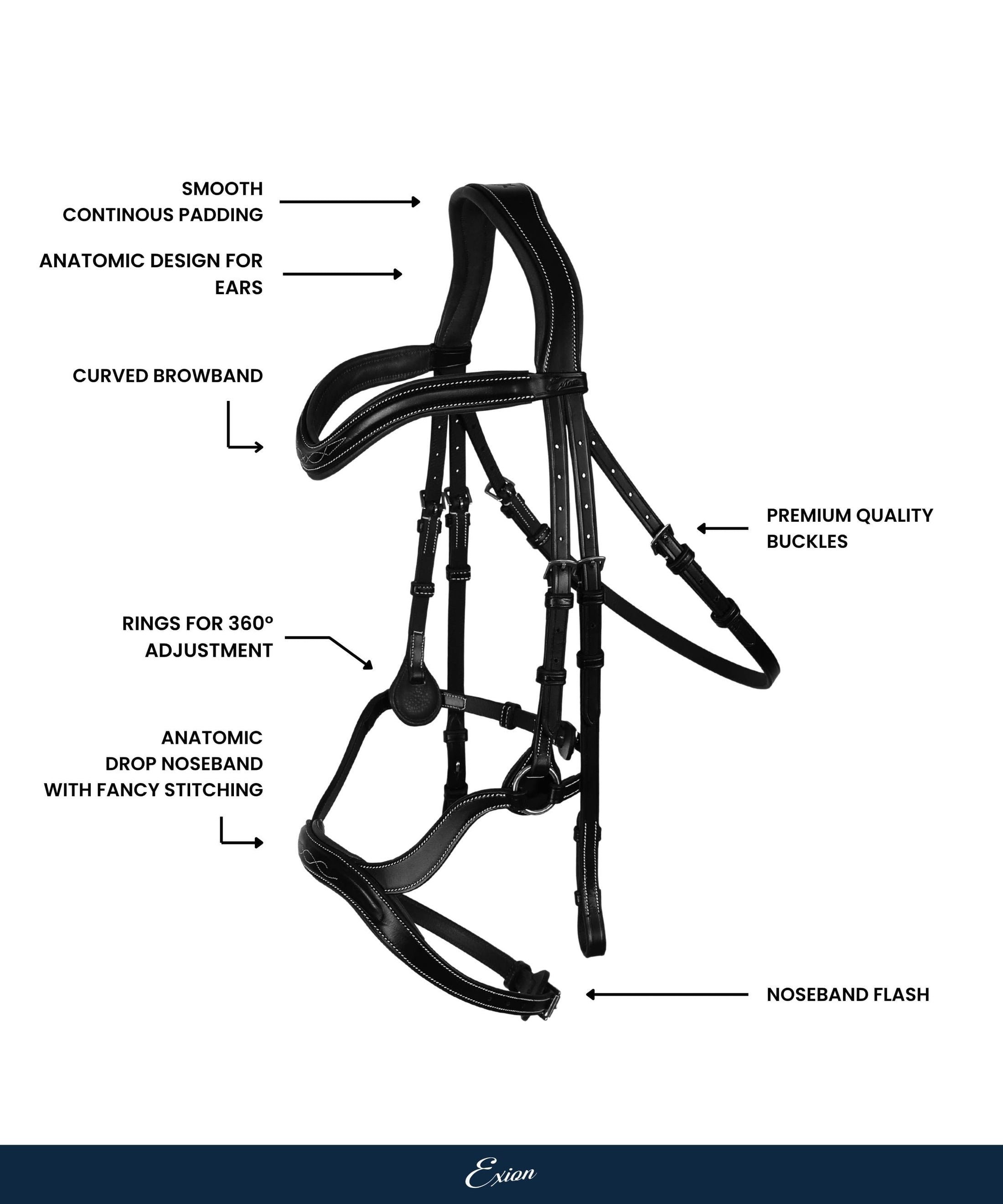 ExionPro Anatomical Combined Flash Bridle with Reins