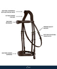 Load image into Gallery viewer, ExionPro Fancy Stitched Raised Anatomical Bridle with Reins without Flash
