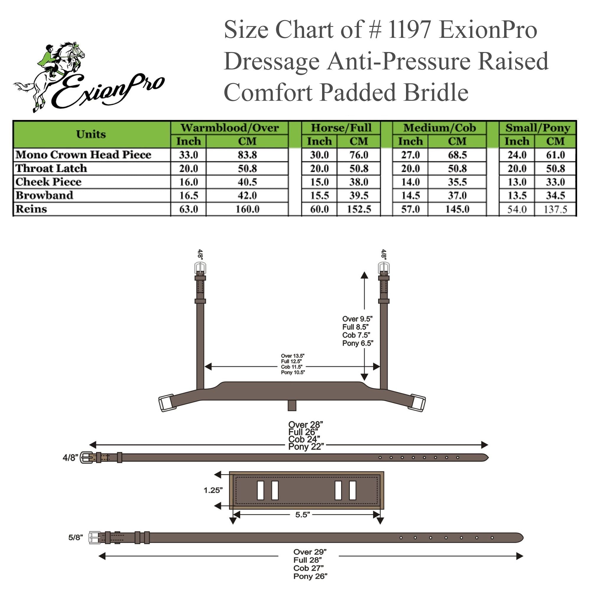 ExionPro 'Leo' Dressage Bridle with Reins