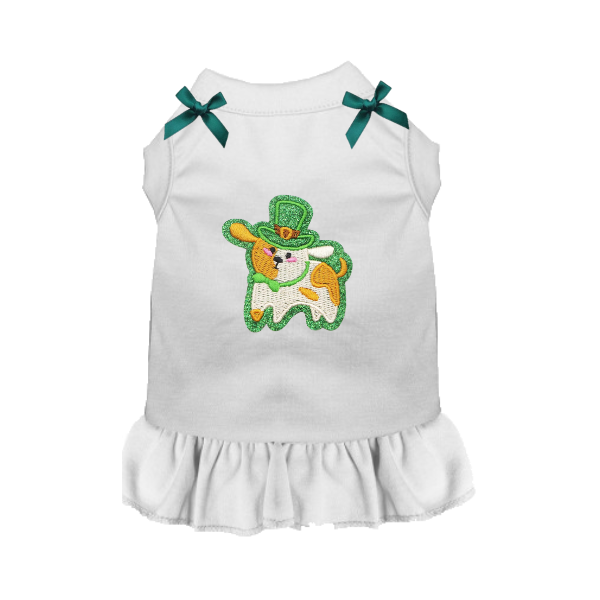 🐾 Leprechaun Pup Dog Tee & Dress with Bow Details