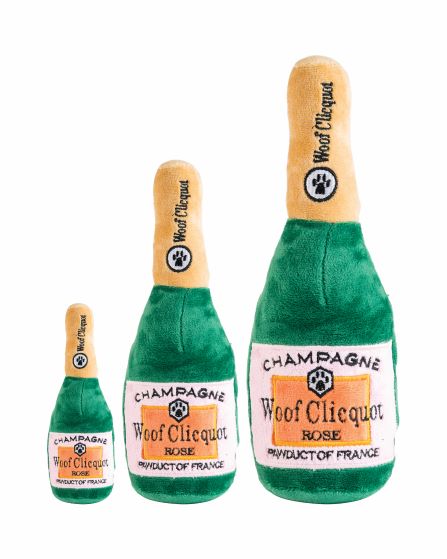 Woof Clicquot Rose' Champagne Bottle Plush Toy 