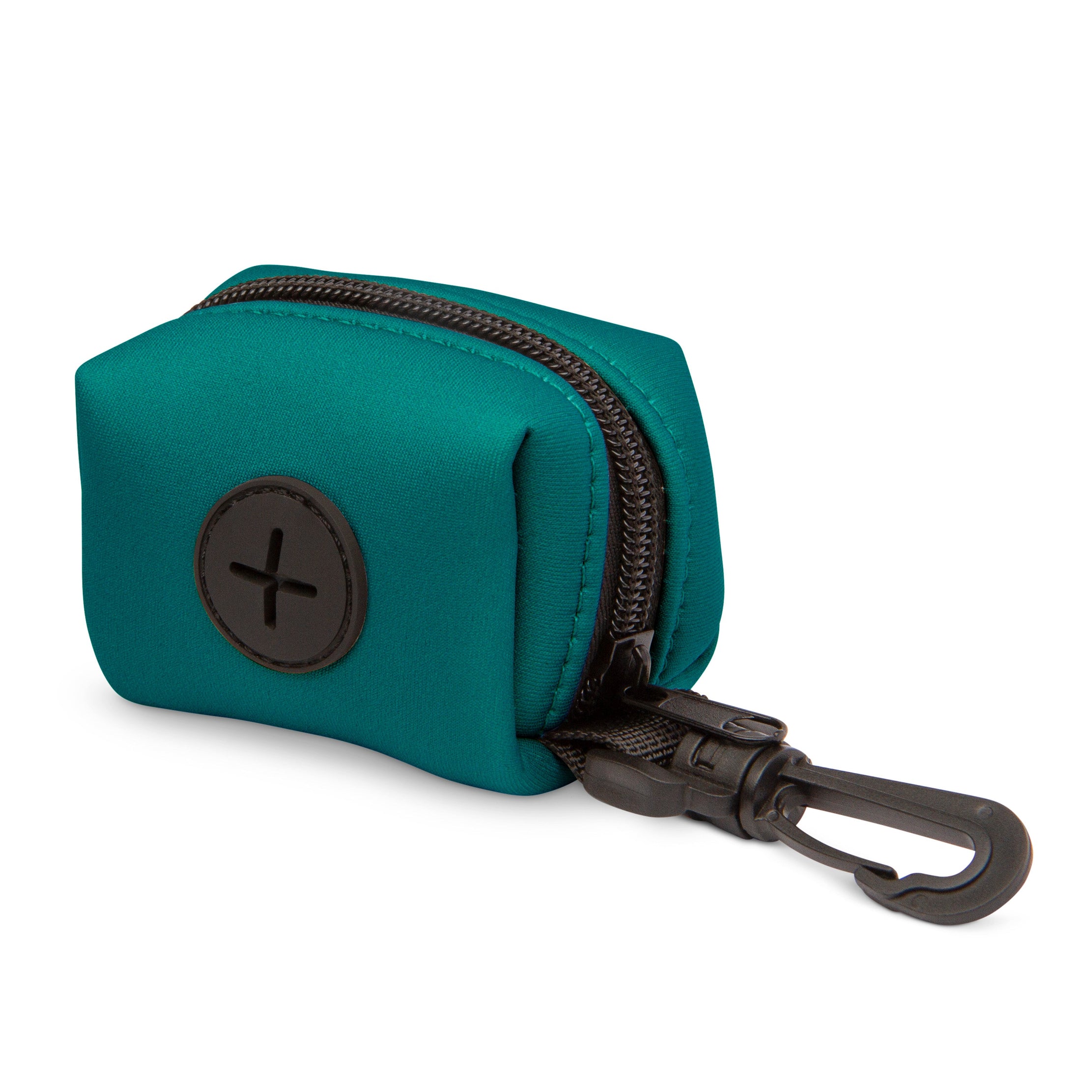 Forest Green Poop Bag Holder by The Modern Dog Company, featuring a zippered design and a clip for easy attachment.