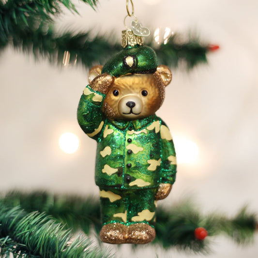 Army Bear Ornament - Southlake Paws