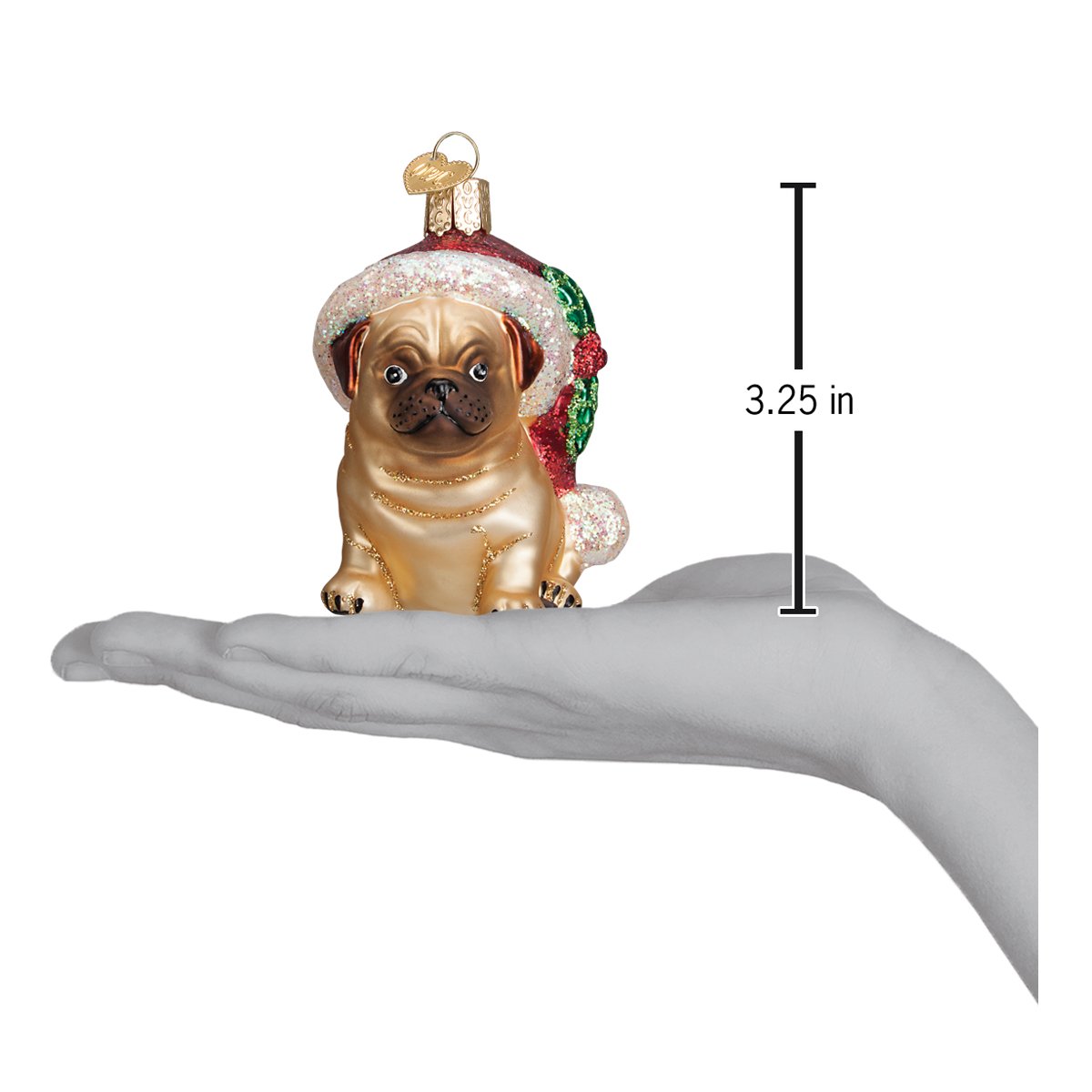 Holly Hat Pug Ornament - Southlake Paws