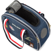 Denim Pet Carrier – Breathable, Stylish & Travel-Ready 
