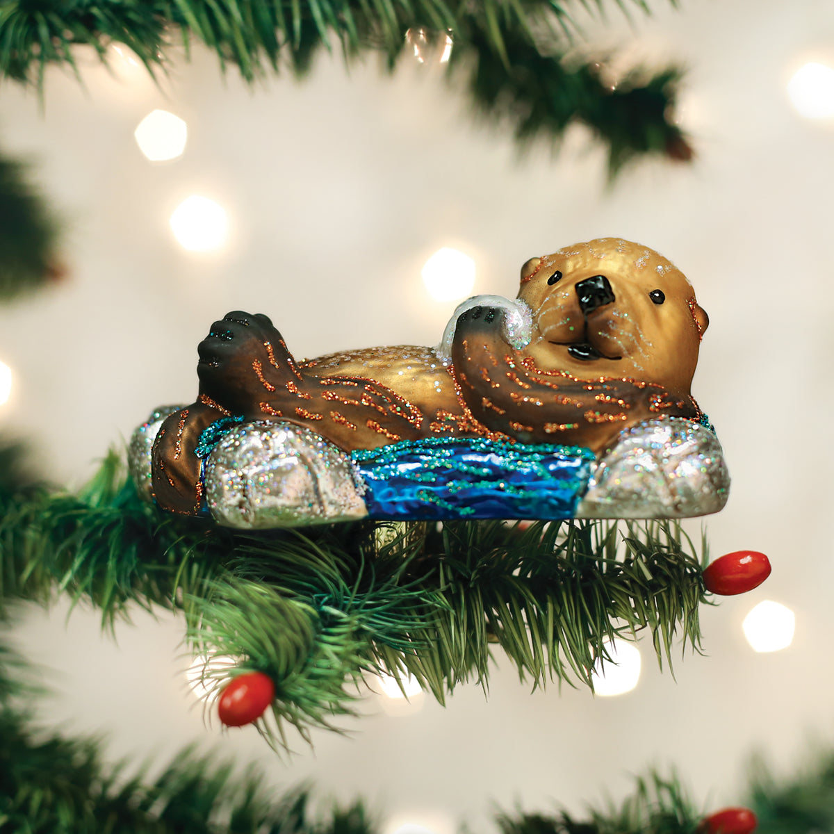 Floating Sea Otter Ornament - Southlake Paws