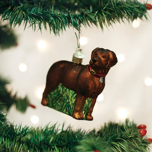 Standing Chocolate Lab Ornament - Southlake Paws