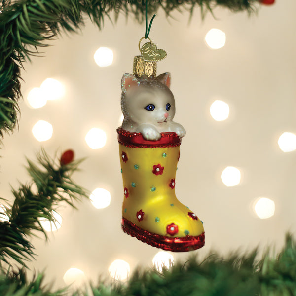 Kitten In Rain Boot Ornament - Southlake Paws