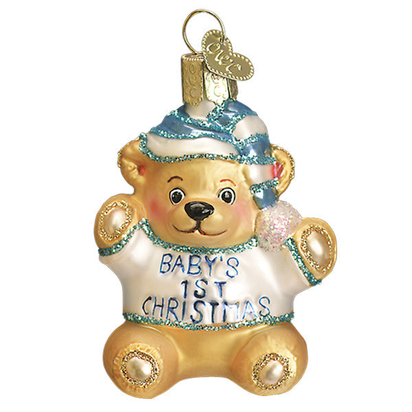 Baby Boy's First Teddy Bear Ornament - Southlake Paws