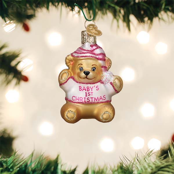 Baby Girl's First Teddy Bear Ornament - Southlake Paws