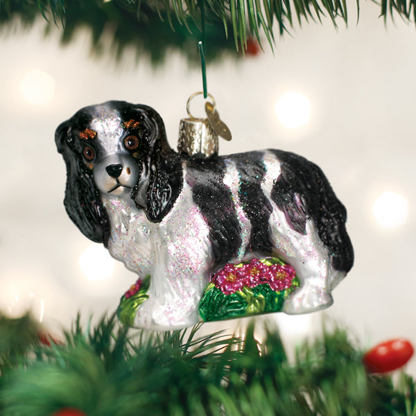 Black/white King Charles Spani Ornament - Southlake Paws