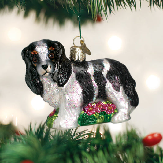 Black/white King Charles Spani Ornament - Southlake Paws