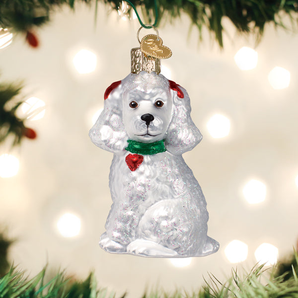 White Poodle Ornament - Southlake Paws