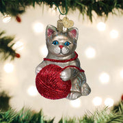 Grey Playful Kitten Ornament