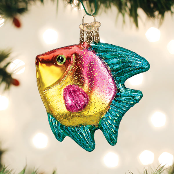 Pink/yellow Tropical Angelfish Ornament - Southlake Paws