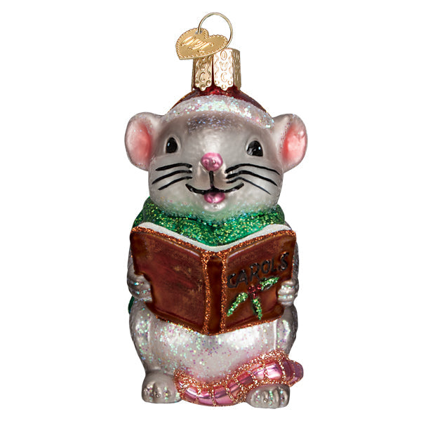 Grey Caroling Mouse Ornament - Southlake Paws