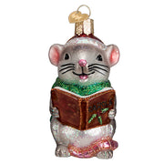 Grey Caroling Mouse Ornament