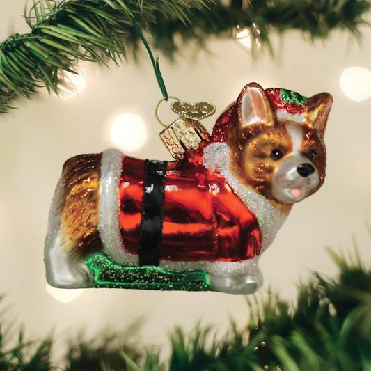 Holly Hat Corgi Puppy Ornament - Southlake Paws