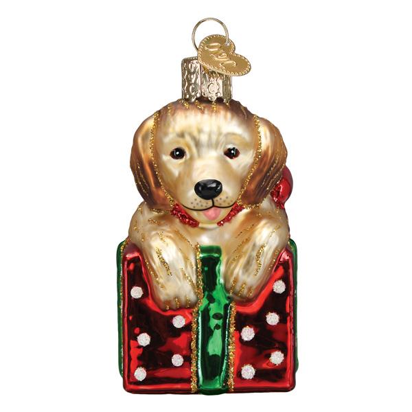 Golden Puppy Surprise Ornament - Southlake Paws